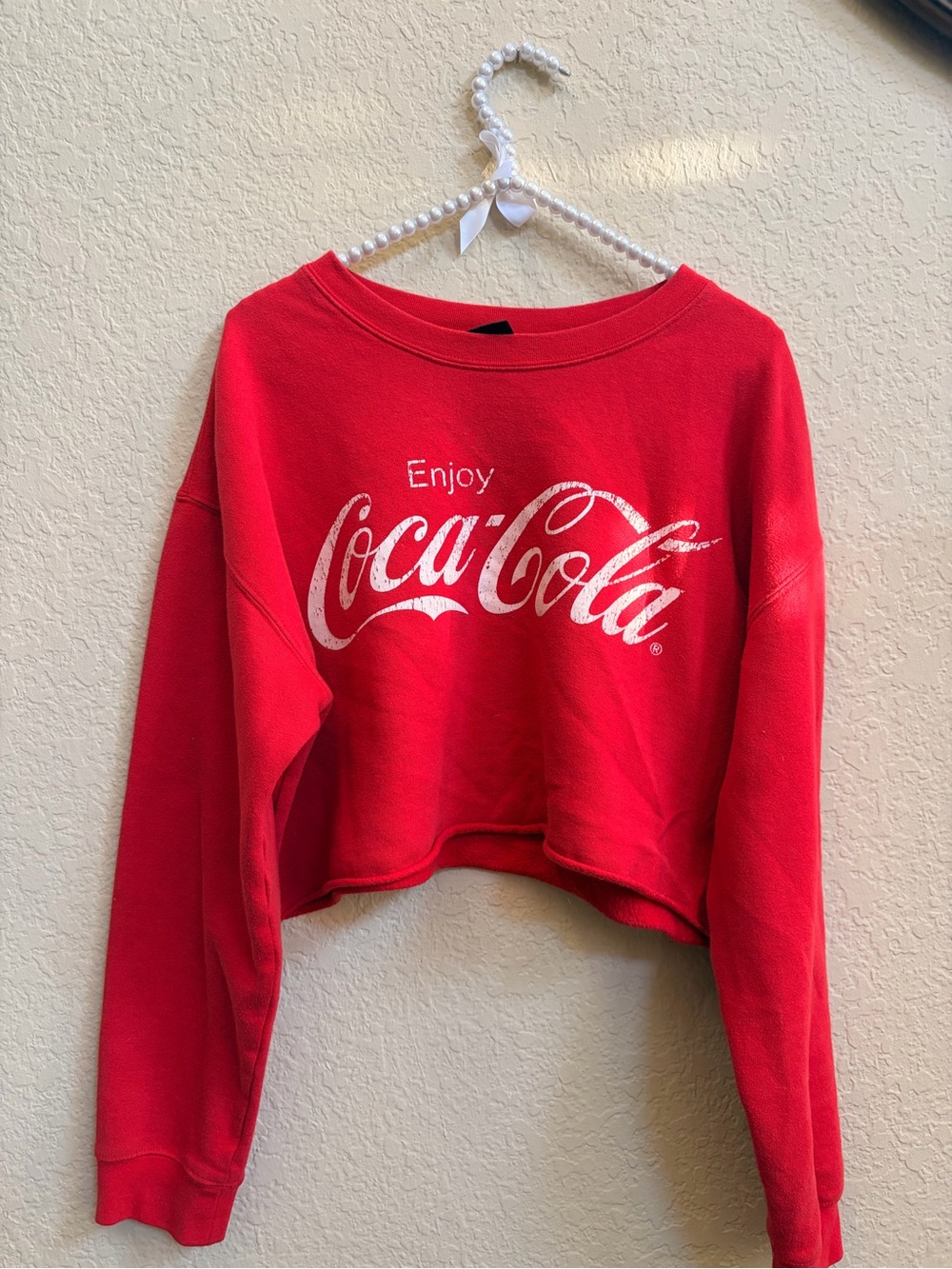 Coca Cola Red Logo Cropped Crewneck Sweatshirt